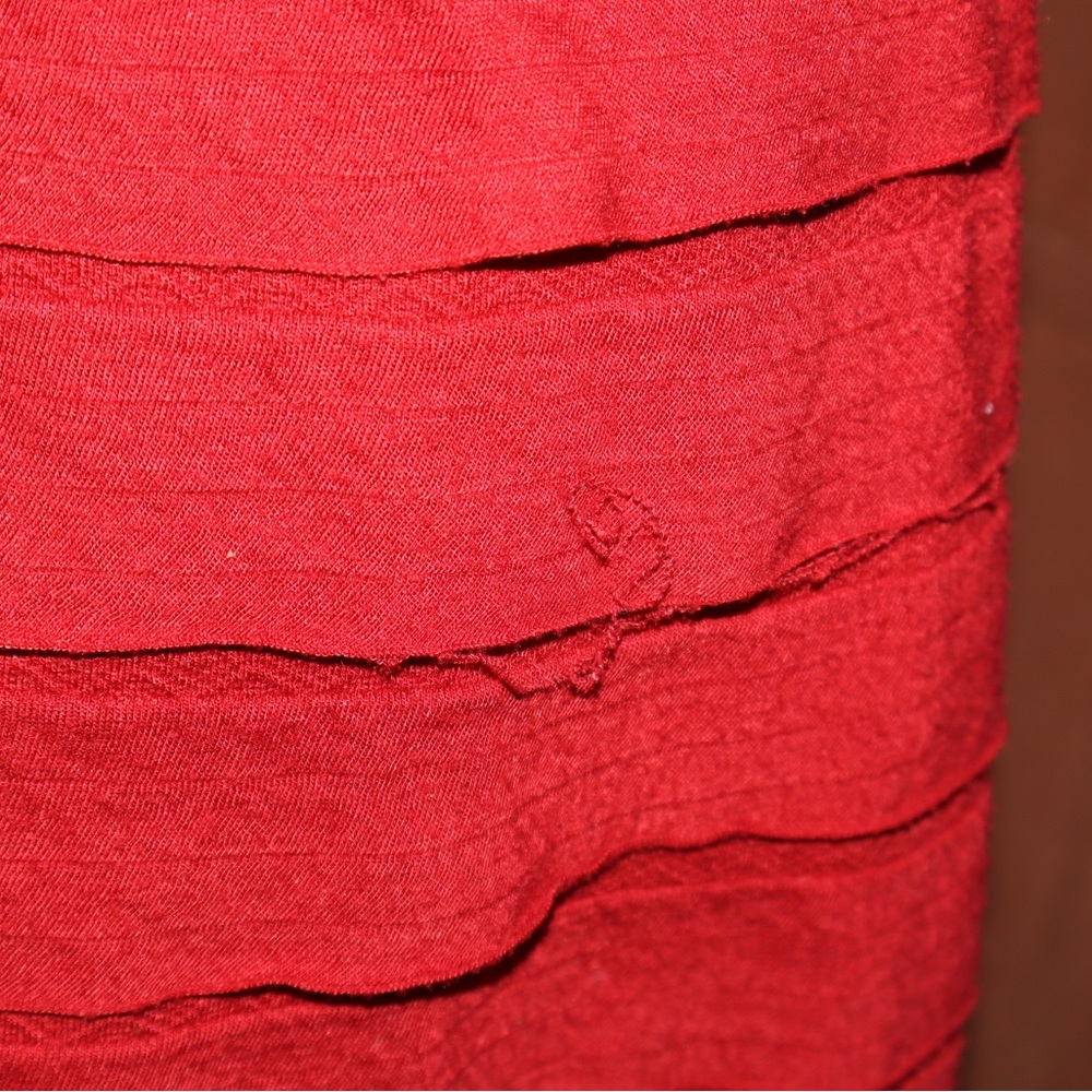 Max Studio Red Ruffled Tiered Body Con Dress - Picture 5 of 7